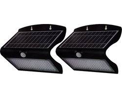 V-TAC VT-767-7-B Solar Wandlamp - IP65 Waterdicht - Zwart - 8W - 850 Lumen - 4000K - Set van 2