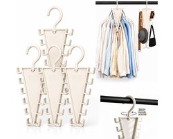 V-vormige Ruimtebesparende Kledinghanger 4 Stuks – Multifunctionele Kledingkast Organizer met Meerdere Haken, 360° Draaibaar – voor Kleding, Broeken, Sjaals en Accessoires