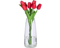 vaas - 21,5 x 10 cm - glazen bloemenvaas - eettafel - modern - doorzichtig