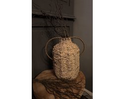 Vaas | Berend | Woonaccessoires | Woonaccessoire | Huis | Woning | Sfeervol | Interieur | Inrichting | Woon | Accessoire | Accessoires | Bloemvaas | Bloemenvaas | Vaas | Zeegras | Decoratie | Decoratief | Deco | Naturel | Handvat | Droogbloemen vaas
