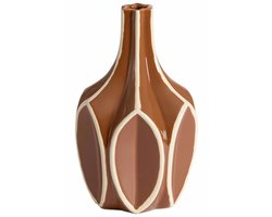 Vaas Bolene | Bruin & Creme | 24 cm x 15 cm | Woonaccessoires | Woonaccessoire | Interieur | Bloemen | Bloem Vaas | Bloemvaas | Living | Woon | Woonkamer | Afrikaans | Japandi | Luxe | Sfeervol | Landelijk | Industrieel | Chique | Decoratie | Wonen