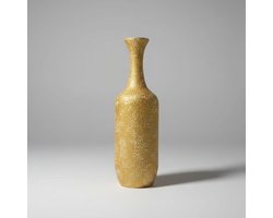 Vaas Cortina – design vaas van papier en bamboe in warm geel - 70cm