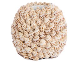 Vaas deco Ø13x12 cm SHELL crème+bruin