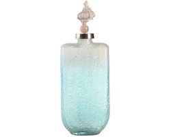 Vaas DKD Home Decor 9 x 17 x 43 cm Kristal Blauw Aluminium Schelp Mediterrane