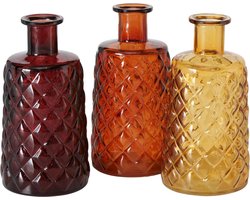 Vaas - Fles - 3 set - kleurig - Glas - 24cm - Ø12cm