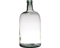 Vaas - fles vorm - transparant - B19 x H40 - glas - stijlvolle flessen bloemenvaas - Bloemen/takken vaas