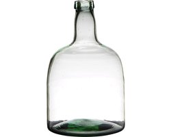 Vaas - fles vorm - transparant - B30 x H19 - glas - stijlvolle flessen bloemenvaas - Bloemen/takken vaas