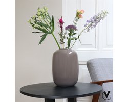 Vaas - Glanzend grijs earth - glas
