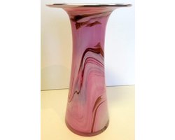 Vaas Glas - Bloemenvaas Tafelvaas - Decoratieve Presentatie - Mondgeblazen Kunstwerk - Hoogte 29 cm - Marmerlook