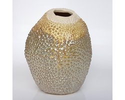 Vaas in keramiek - Zilver / bruin / beige - ø 17 x 20,5 cm hoog.