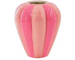 Vaas - Keramiek - Aardewerk - Swirl - Roze - Decoratie - Woonaccessoires - Accessoires - Wonen - Keuken - Chique - 20x20x21,5 cm