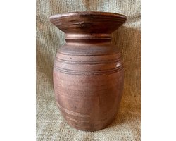 Vaas - Koper finish - Nepalese Pot / Kruik - Hout - Handgemaakt - Nepal - Bloemenvaas - Droogbloemen Vaas - Wonen - Woon - Woonaccessoires - Woonaccessoires - Luxe - Sfeer - Interieur - Decoratie - Woondecoratie - Decoratief - Koperkleurig - Mooi