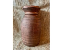 Vaas - Koper finish - Nepalese Pot Kruik - Smal - Hout - Handgemaakt - Nepal - Bloemenvaas - Droogbloemen Vaas - Wonen - Woon - Woonaccessoires - Woonaccessoires - Luxe - Sfeer - Interieur - Decoratie - Woondecoratie - Decoratief - Koperkleurig -Mooi