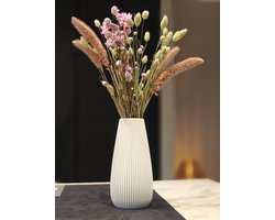 Vaas Luna - bloemenvaas- wit (22 cm) voor droogbloemen - Vaas voor zijden bloemen - Woonaccessoires droogbloem - Handgemaakt van duurzaam PLA-materiaal - lichtgewicht en stijlvol - Perfecte interieurdecoratie voor woonkamer