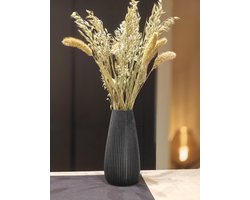 Vaas Luna - bloemenvaas- Zwart (22 cm) voor droogbloemen - Vaas voor zijden bloemen - Woonaccessoires droogbloem - Handgemaakt van duurzaam PLA-materiaal - lichtgewicht en stijlvol - Perfecte interieurdecoratie voor woonkamer
