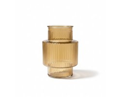 Vaas Lyon Amber Glas - Unieke Vorm - Sfeervolle Woondecoratie