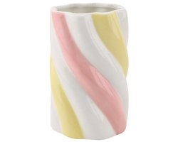 Vaas - Marshmellow - Geel/roze/wit - Woonaccessoires - Decoratie - Woondecoratie - Keuken - Slaapkamer - 10x10x15cm