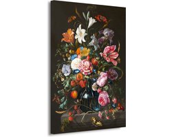 Vaas met bloemen - Jan Davidsz. de Heem portret - Bloemen schilderij - Canvas schilderijen Oude meesters - Wanddecoratie industrieel - Canvas - Woonaccessoires 100x150 cm