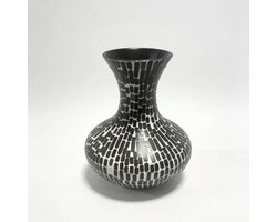 Vaas Mosa – design vaas - handgemaakt - bamboe - in zwart , bruin en wit