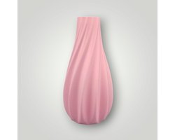Vaas Saffier voor droogbloemen en zijdebloemen 20cm mat roze handgemaakt trendy unieke vaas voor interieur decoratie