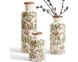Vaas set van 3, woondecoratie voor woonkamer, entree, bruiloft, bosgroen