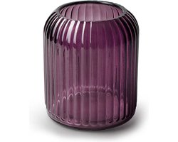 Vaas 'striped' paars h13 d10,5 cm