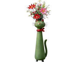 Vaas - Vaas met kattenmotief - Bloemenhouder - Creatieve vazen voor bloemstukken - Harsvaas in de vorm van een kat - Voor bloemstukken - Vazen voor huisdecoratie - Woonaccessoires - Cadeau voor kattenliefhebbers - Housewarming cadeau - 1 stuk