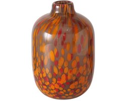 Vaas van glas bruin oranje 25 cm Boltze