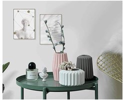 Vaas, Vazen Vintage Keramiek Nordic Woondecoratie Ornamenten Woonkamer Bloemstuk Fles (Kleur: Roze-B) (Donkerblauw)