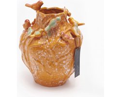 Vaas - Villa Pottery - Decoratie - Woondecoratie - Vogelvaas - Porselein - Waterdicht - Lieve 2_2 Orange 12 Birds
