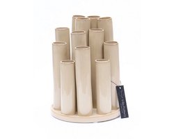 Vaas - Villa Pottery - Woondecoratie - Decoratie - Porselein - Waterdicht - Twist & Tube 2 Cream Round