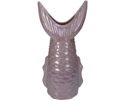 Vaas Visstaart - Lila - Paars - Holo Effect - Paarse Dieren Vaas - Fijn Aardewerk - 18x12x40CM - Decoratieve Accessoires - Woonaccessoires - Woondecoratie