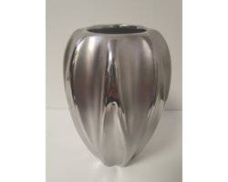 Vaas - Zilver - Aardewerk - 18cm - modern - Bloem gat Ø5,5cm