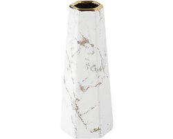 Vaasje - Vazen - Vaas voor droogbloemen - Vaas keramiek - Landelijke bloemenvaas - Woonaccessoire voor bloemen en boeketten - Decoratieve accessoires - 7 x 7 x 20 cm - Wit