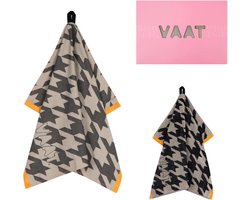 VAAT - Theedoek en Keukenhanddoek set - pied-de-poule - black/sand