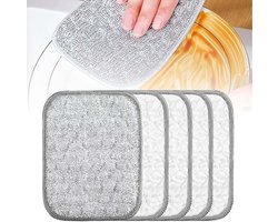 Vaatdoek - Theedoek - Keukendoek - Oliebestendig - Absorberend - Dubbellaags - Keukengerei - Metalen draad vaatdoek - Herbruikbaar - Droog en nat te gebruiken - Krast niet op gootstenen, potten, pannen of borden (5-pack)