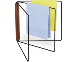 vaatdoekhouder - met 3 stangen - keukenaccessoire - hout - metaal - 25 x 27 cm - zwart-bruin