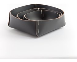 Vacavaliente - Ruca Opbergbox S Set van 3 Stuks - Gerecycled Leer - Grijs