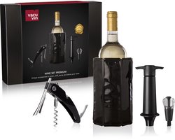 Vacu Vin Premium Wijnset 4-delig – Kurkentrekker, Wijnkoeler, Wine Saver & Schenker – Cadeauset voor Wijnliefhebbers