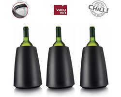 Vacu Vin Rapid Ice Wijnkoeler - Kunststof - Zwart - Set van drie