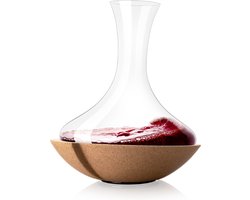Vacu Vin Swirling Decanteerkaraf 1 Liter – Kristalglas – Met Draaibare Kurken Voet – Wijnkaraf voor Rode en Witte Wijn