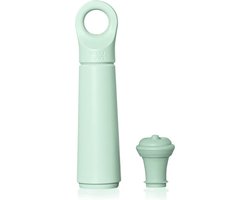 Vacu Vin Wijnpomp Loop – Wijnpomp met Stopper – Vacuüm bewaarsysteem – Jade kleur – Houdt geopende wijn tot 10 dagen vers