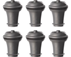 Vacu Vin Wijnstoppers Set van 6 – Reserve Afsluitdoppen voor Wine Saver – Herbruikbaar – Grijs