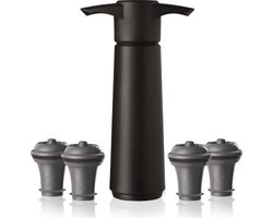 Vacu Vin Wine Saver Zwart | Vacuüm Wijnpomp | 4 Vacuum Wine Stoppers