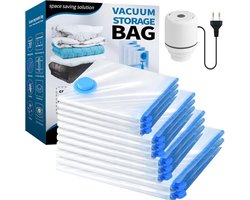 Vacuümzakken voor kleding met elektrische luchtpomp, 11 stuks (2 jumbo/3 groot/3 middel/3 klein), vacuümzakken voor dekbedden, matrassen, dekens, kussens, beddengoed, reizen, verhuizing