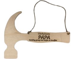 Vaderdag houten hamer - Decoratie - Kleur bruin