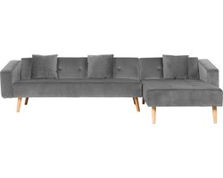 VADSO - Hoekslaapbank - Grijs - Linkerzijde - 303 cm - Fluweel