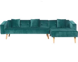 VADSO - Hoekslaapbank - Smaragdgroen - Linkerzijde - 303 cm - Fluweel