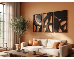 VAILLA Abstract 3D Wanddecoratie van Hout – Boho Wall Art Woonkamer Slaapkamer – 147 x 67 cm