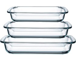 VAIVE 3-delige Ovenschaal Set - Rechthoekig - Glas